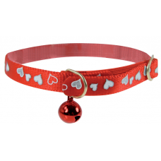 Zolux 30cm Red Cat Collar With Hearts And Bell, 438380R, cat Collar / Leash / Muzzle, Zolux, cat Accessories, catsmart, Accessories, Collar / Leash / Muzzle
